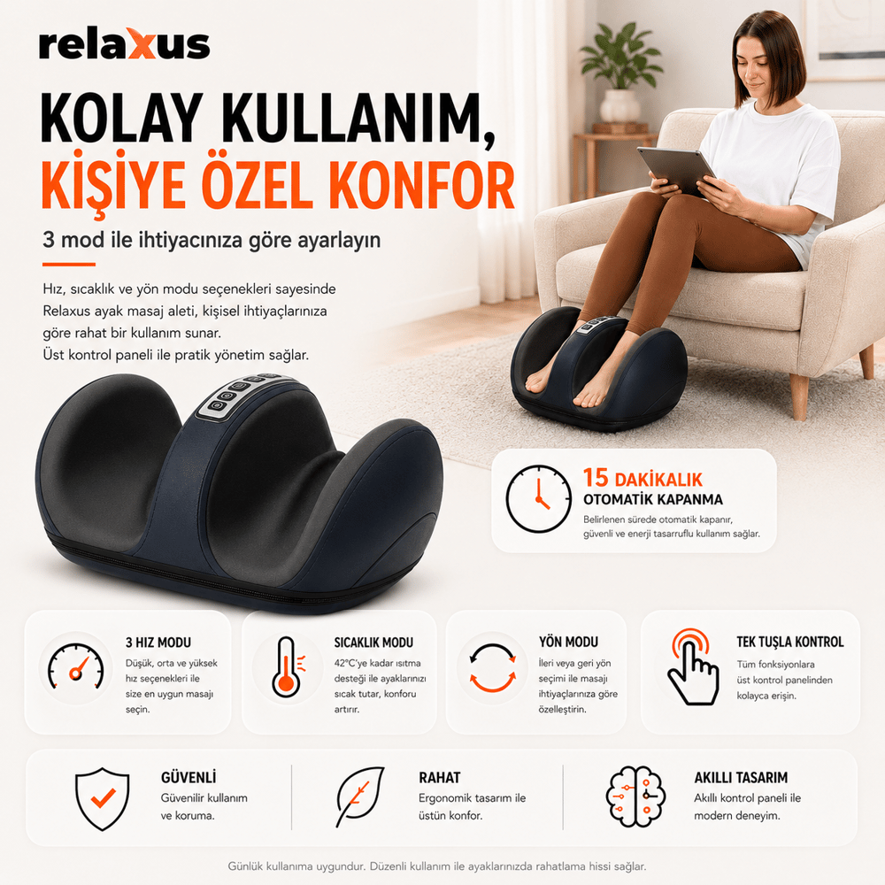 RLX10 Isıtmalı Ayak Ve Bacak Masaj Aleti Ayak Masaj Cihazı 20 Temas Noktalı Antibakteriyel