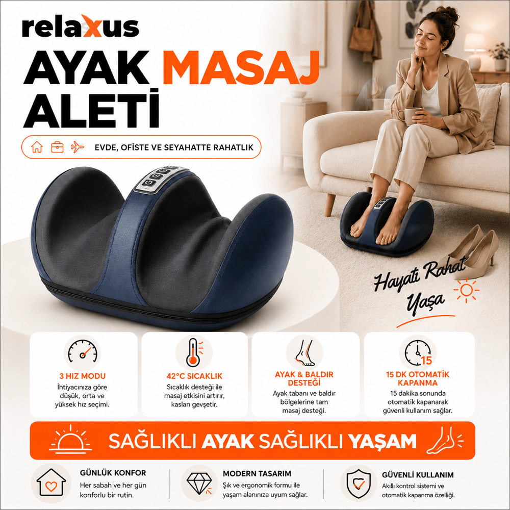 RLX10 Isıtmalı Ayak Ve Bacak Masaj Aleti Ayak Masaj Cihazı 20 Temas Noktalı Antibakteriyel