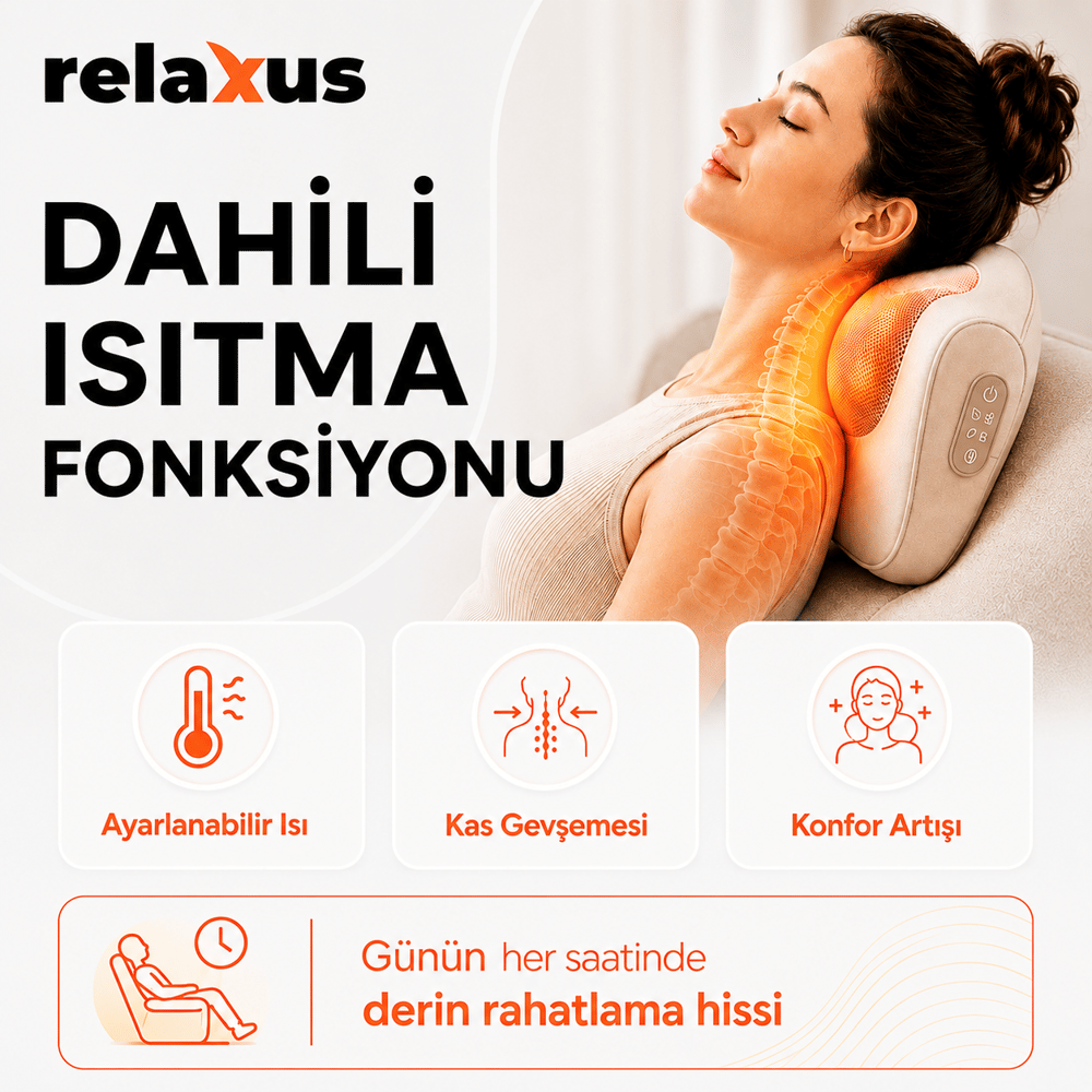RLX40 Taşınabilir Şişirilebilir Ovmalı Isıtmalı Masaj Yastığı Boyun, Bel ve Sırt Şarjlı Masaj Aleti
