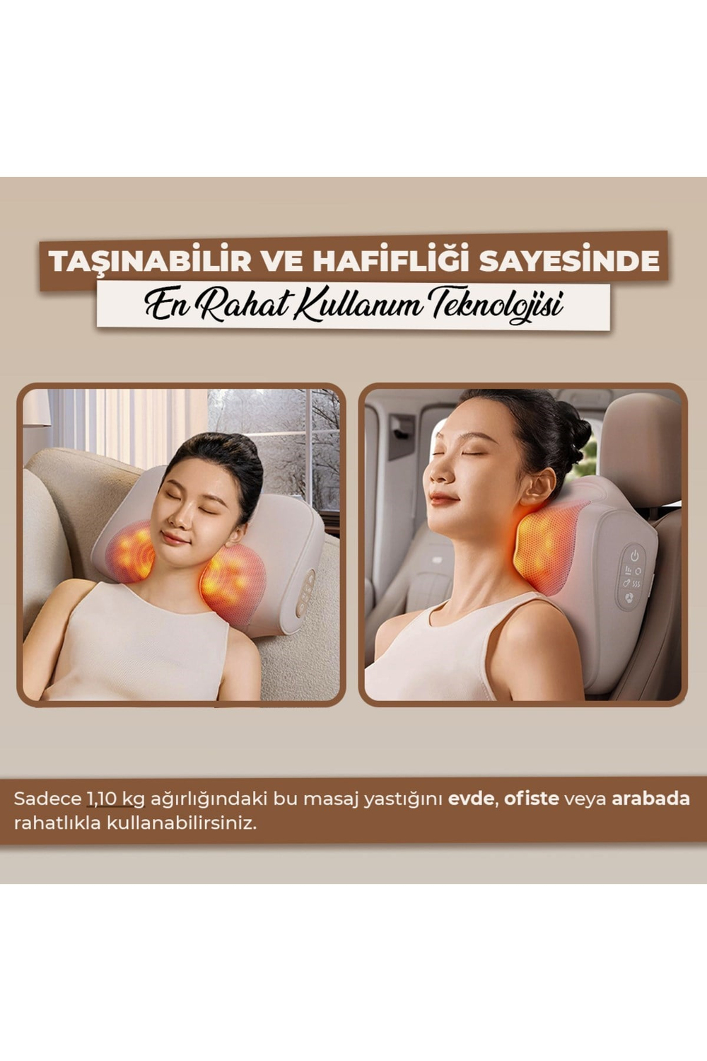 RLX40 Taşınabilir Şişirilebilir Ovmalı Isıtmalı Masaj Yastığı Boyun, Bel ve Sırt Şarjlı Masaj Aleti