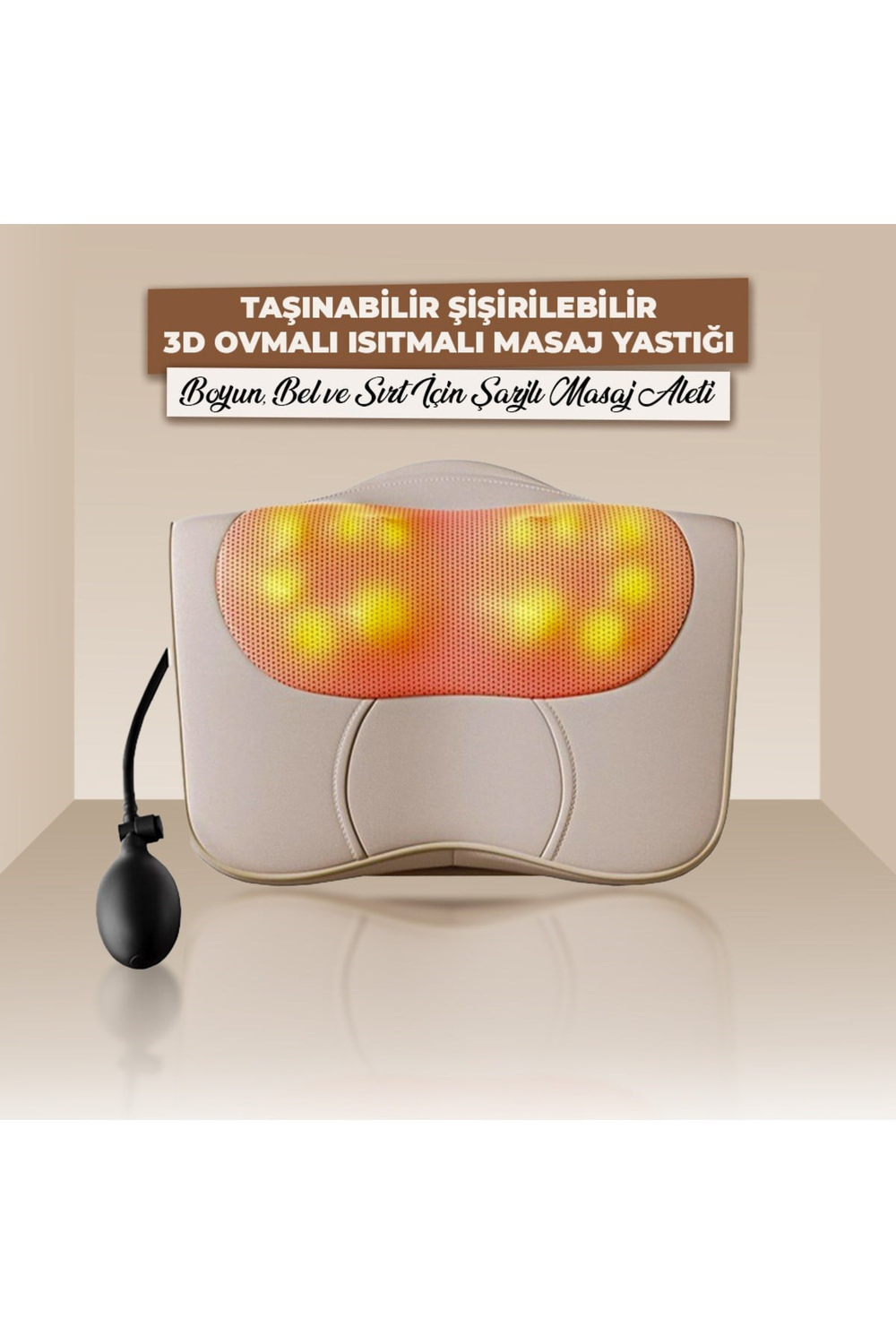 RLX40 Taşınabilir Şişirilebilir Ovmalı Isıtmalı Masaj Yastığı Boyun, Bel ve Sırt Şarjlı Masaj Aleti