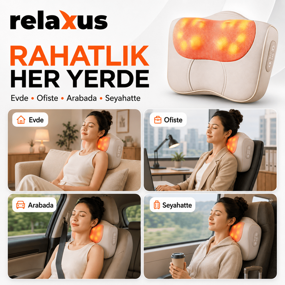 RLX40 Taşınabilir Şişirilebilir Ovmalı Isıtmalı Masaj Yastığı Boyun, Bel ve Sırt Şarjlı Masaj Aleti
