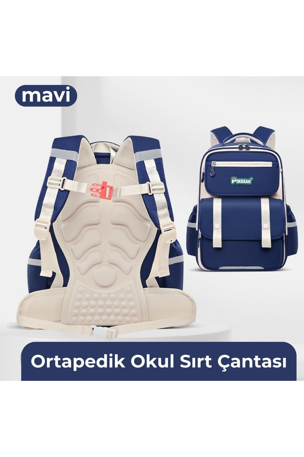 Su Geçirmez Ortopedik Erkek Çocuk Okul Çantası – Mavi