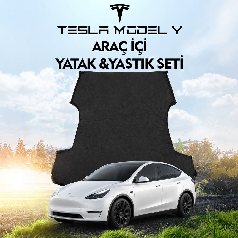 Tesla Model Y Araç İçi Şişme Yatak Ve Yastık Seti Pompa Gri Taşınabilir Uyku Seyahat ve Kamp Yatağı