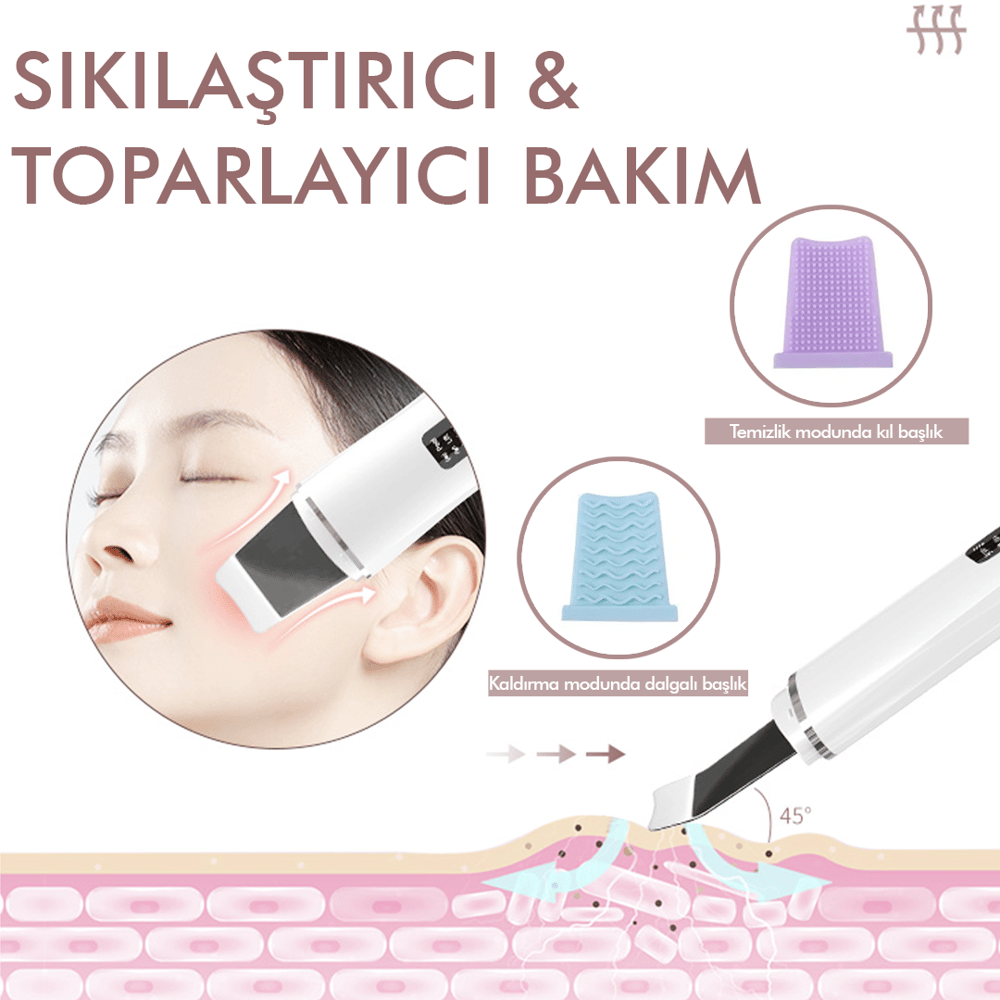 Ultrasonik Yüz Temizleme ve Peeling Cihazı 4 Modlu Derin Bakım Sistemi
