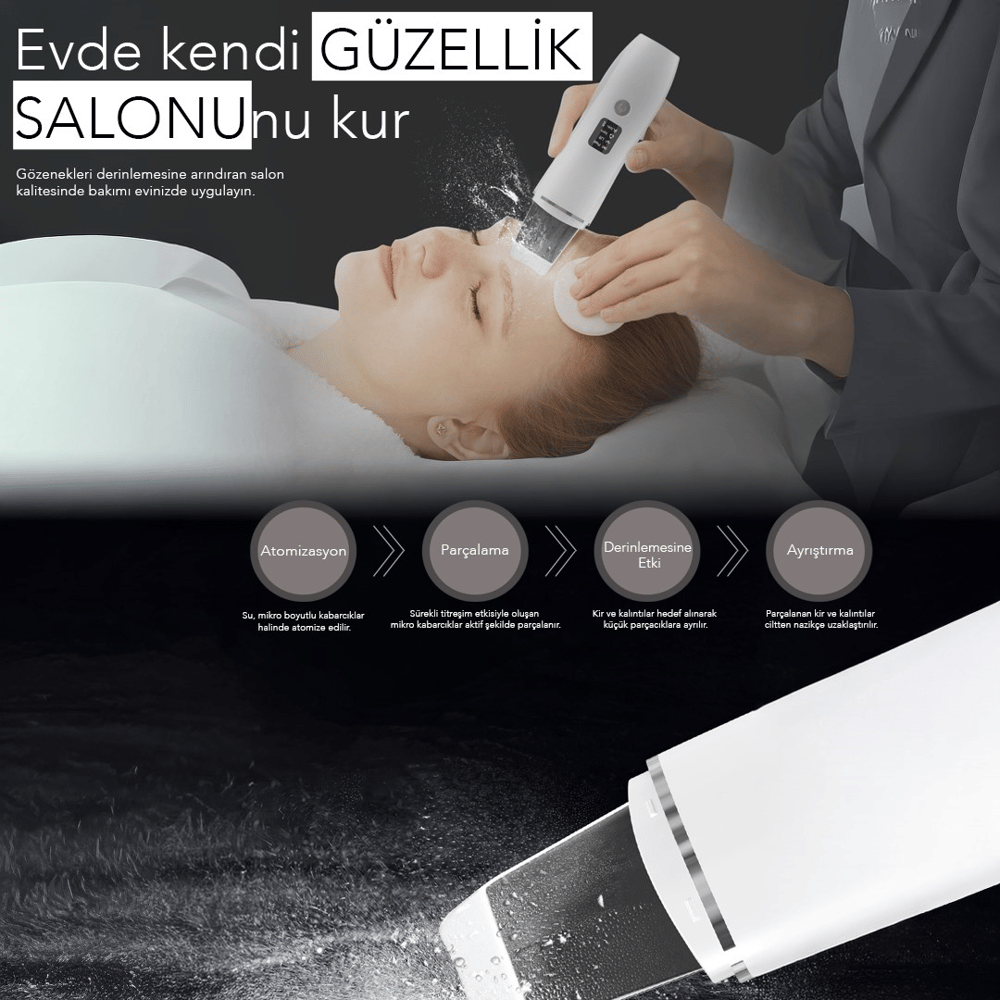 Ultrasonik Yüz Temizleme ve Peeling Cihazı 4 Modlu Derin Bakım Sistemi