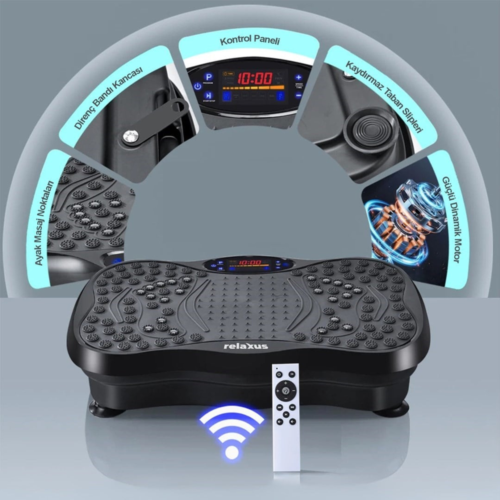 Yüksek Titreşimli Egzersiz Platformu Bluetooth Masaj Aleti Ev Fitness Cihazı Direnç Lastiği Hediye