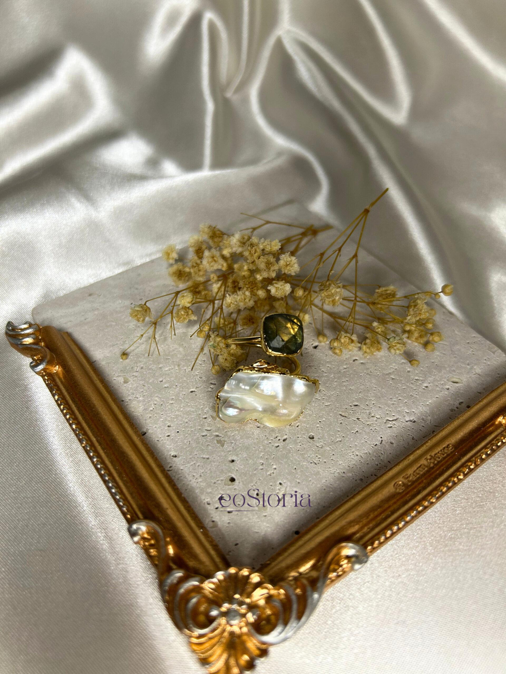 İnci ve Labradorit Taşlı Mystic Pearly Yüzük