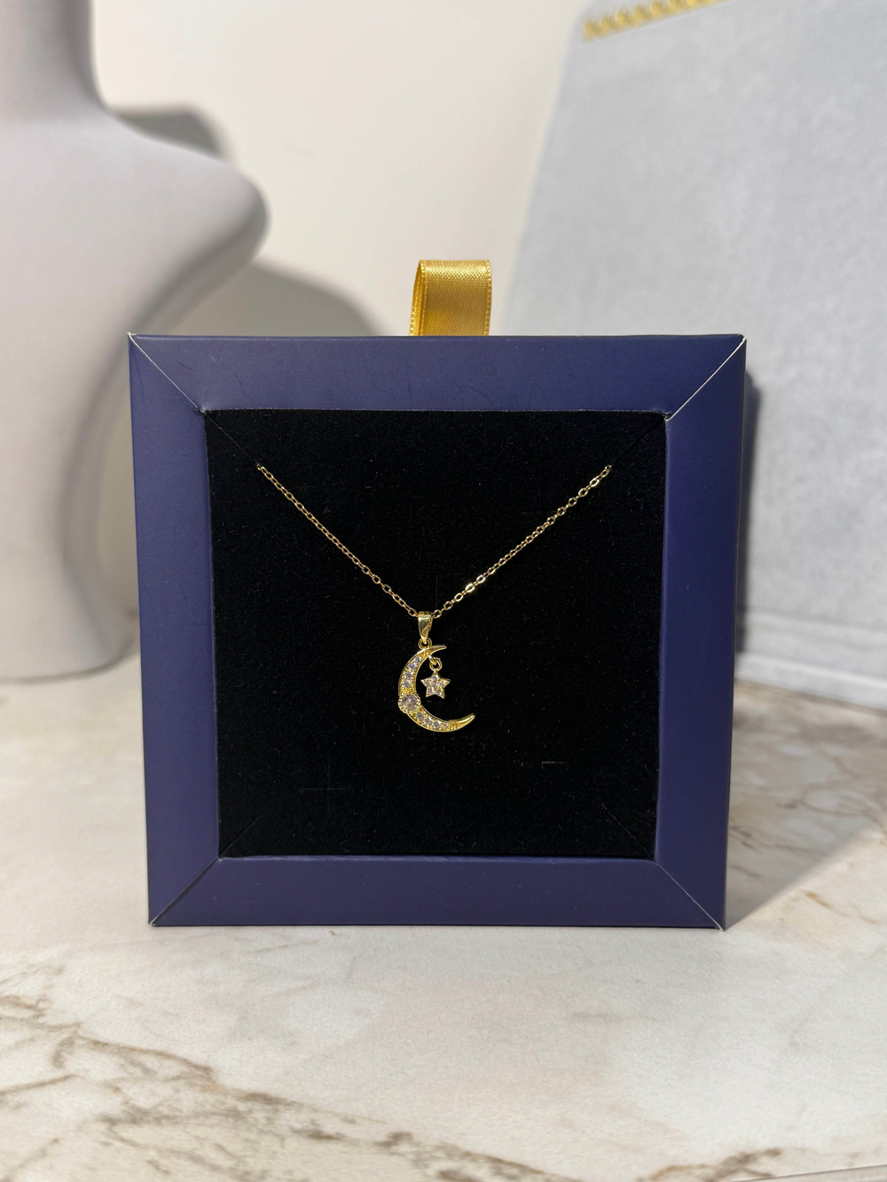 AY YILDIZ MOON STAR TAŞLI DETAY KOLYE