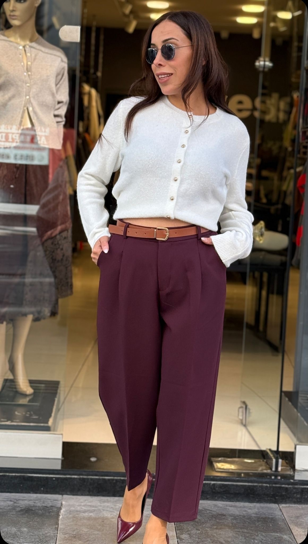 Kadın Havuç Paça Beli Kemerli pantolon 