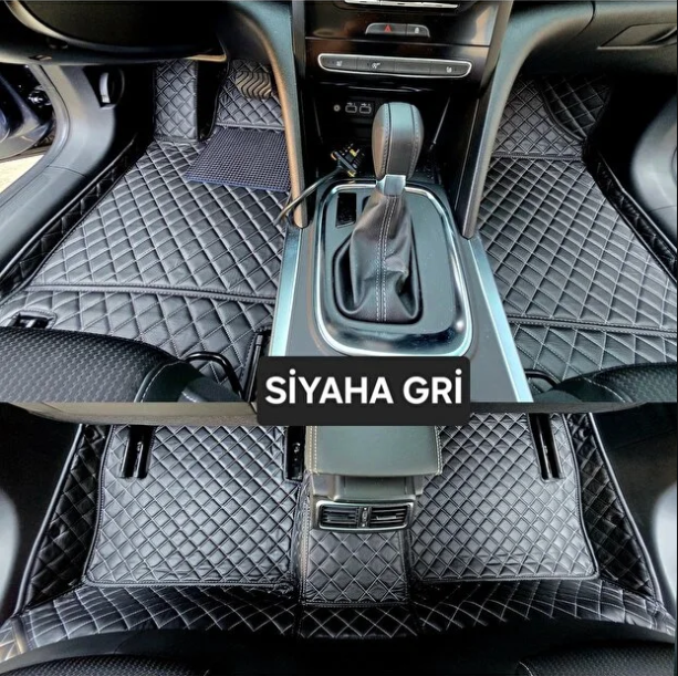 AUDİ A5 2016 - 2024 Uyumlu 8D Araca Özel Havuzlu Deri OTO PASPAS SİYAH GRİ RENK