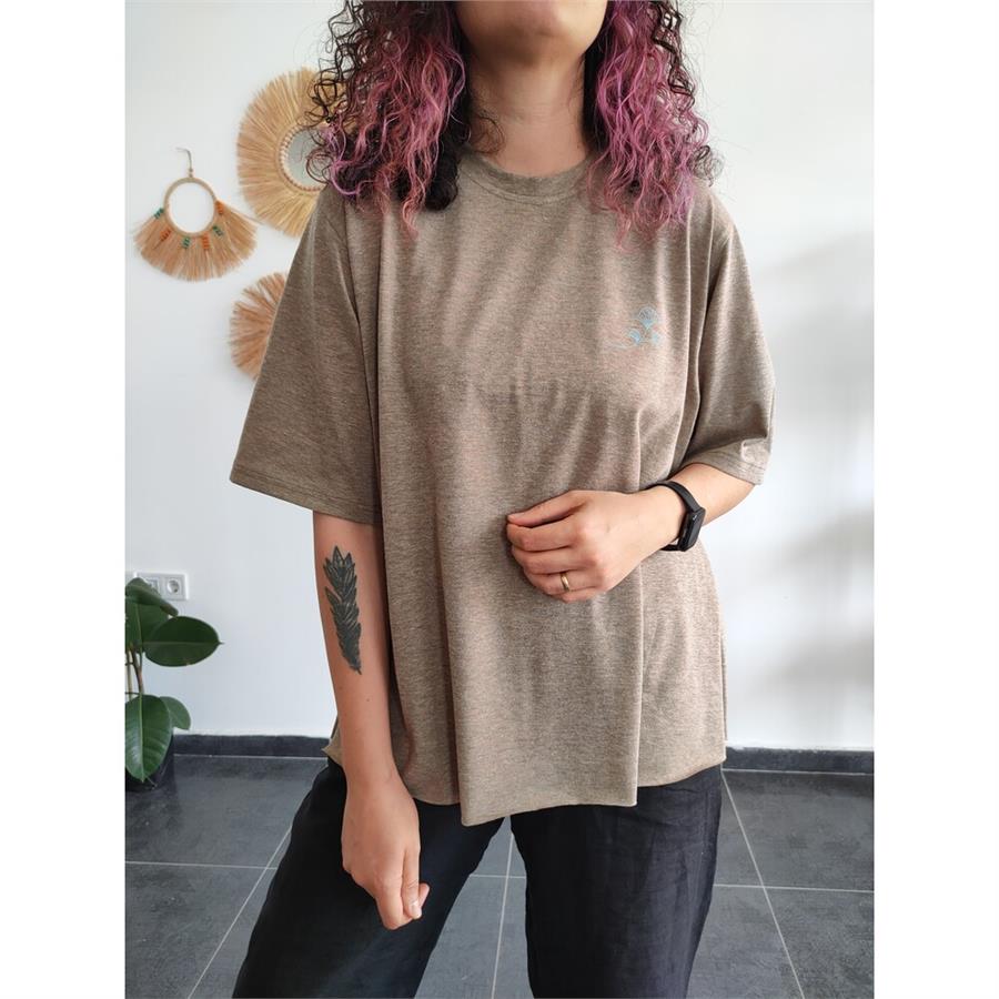 Kahve Logo Baskılı Basic Tişört 