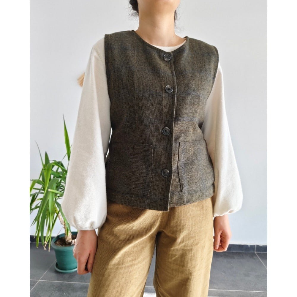 NORDEN YÜN TWEED HAKİ YELEK