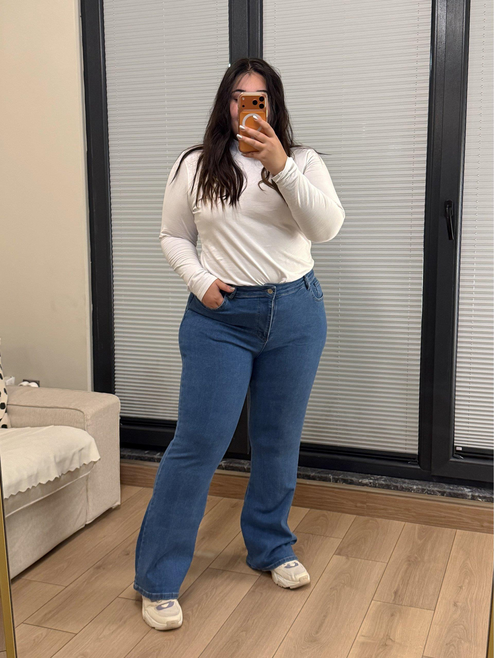 İspanyol Paça Yüksek Bel Likralı Kot Pantolon - Açık Mavi