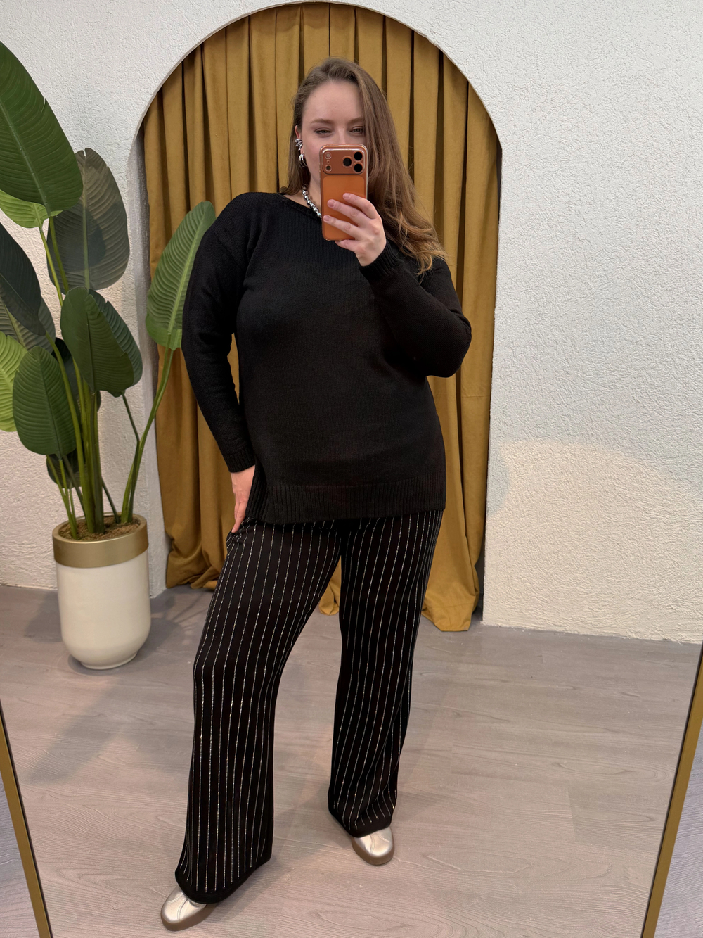 Taş Detaylı Modal Kumaş Pantolon - Siyah