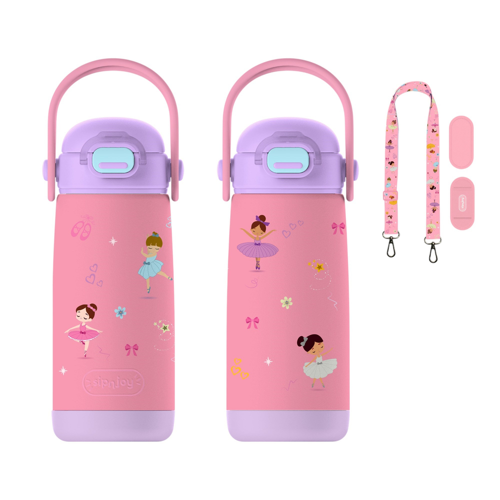 SipnJoy - SipSquad Plus Çocuk Su Termosu  | 480 ml - Ballerina Sparkle