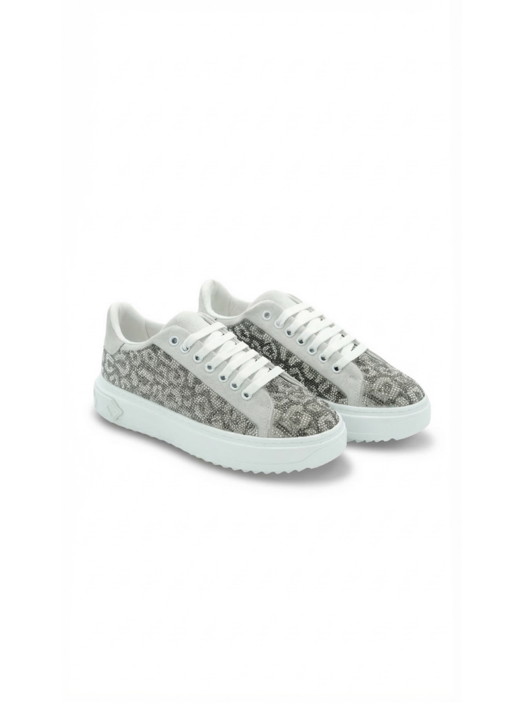 Luvesta Taşlı Sneaker Gri Leopar