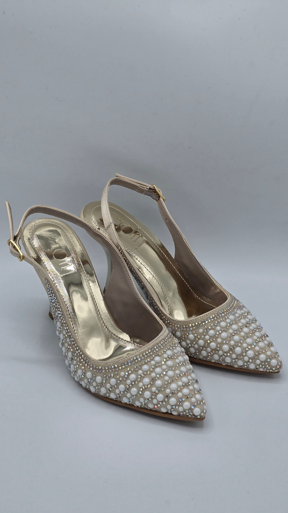 Luvestashoes Dore Işıltılı İnci Detaylı Ortopedik Stiletto 