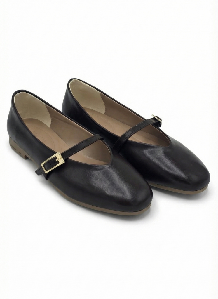 Luvestashoes Kahve Tek Tokalı Klasik Babet