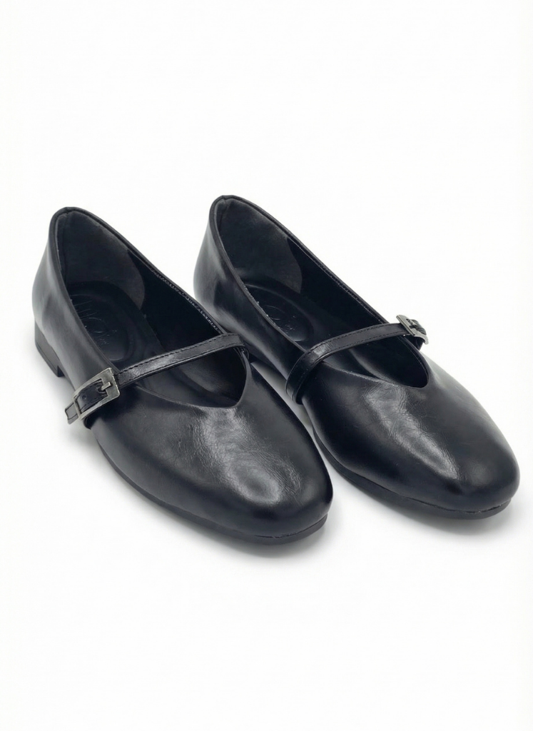 Luvestashoes Siyah Tek Tokalı Klasik Babet