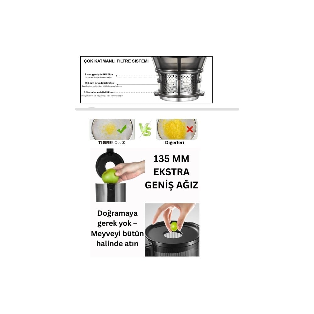 Slow Juicer Yavaş Sıkım Katı Meyve Sıkacağı Sorbe ve dondurma