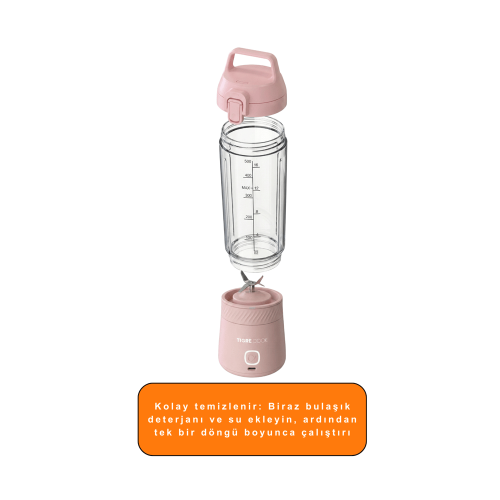 TIGRECOOK Blender Kişisel Taşınabilir Kablosuz Mikser ve Smoothie Makinesi, Güçlü, Şarj Edilebilir, PEPME