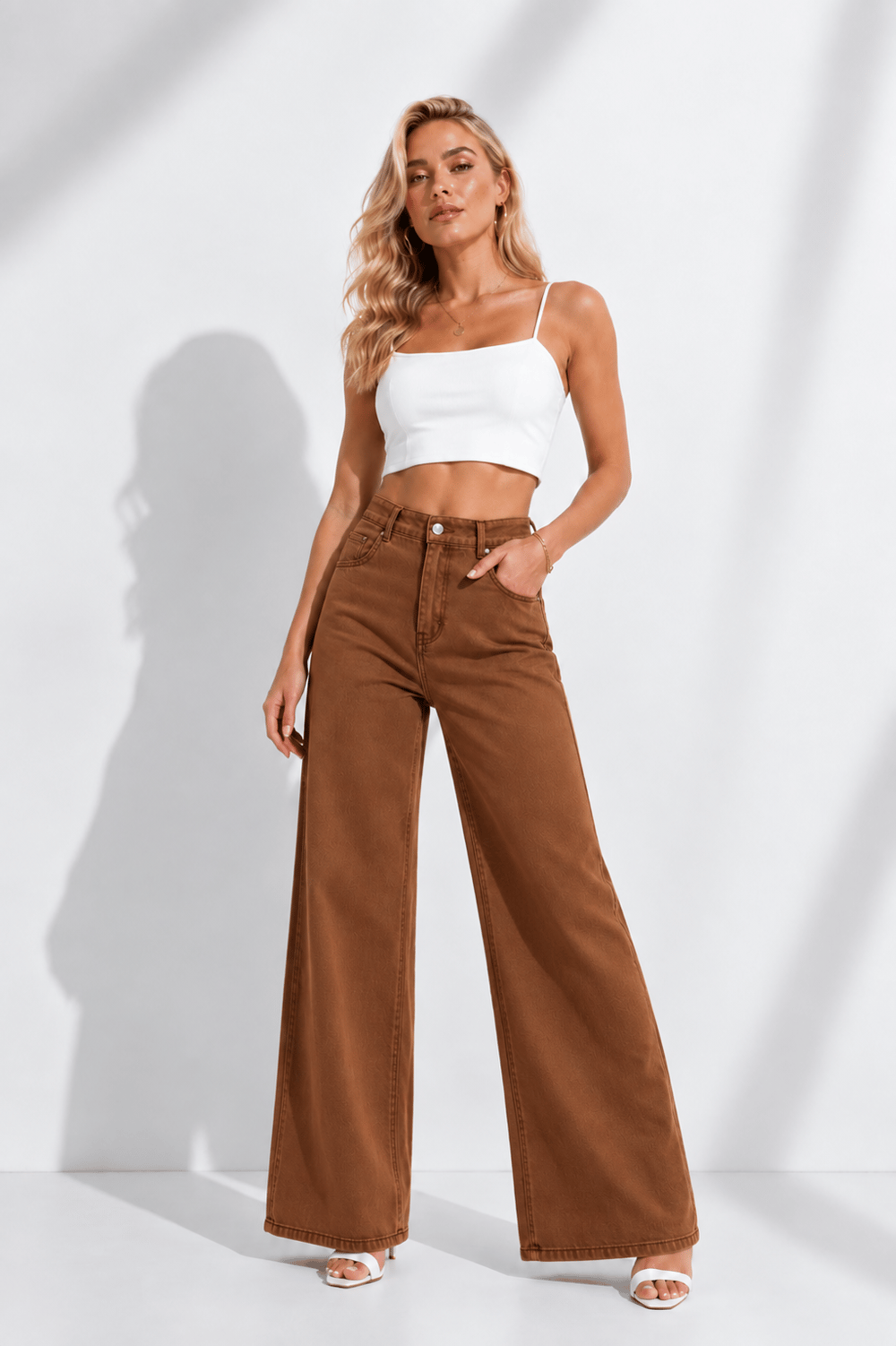 %100 Cotton Yumuşak Dokulu Geniş Paça Pantolon – Tarçın