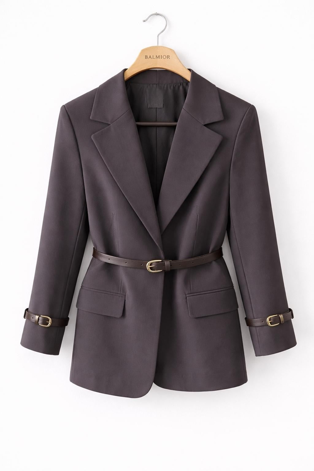 Balmior Acı Kahve Kemer Detaylı Premium Blazer Ceket