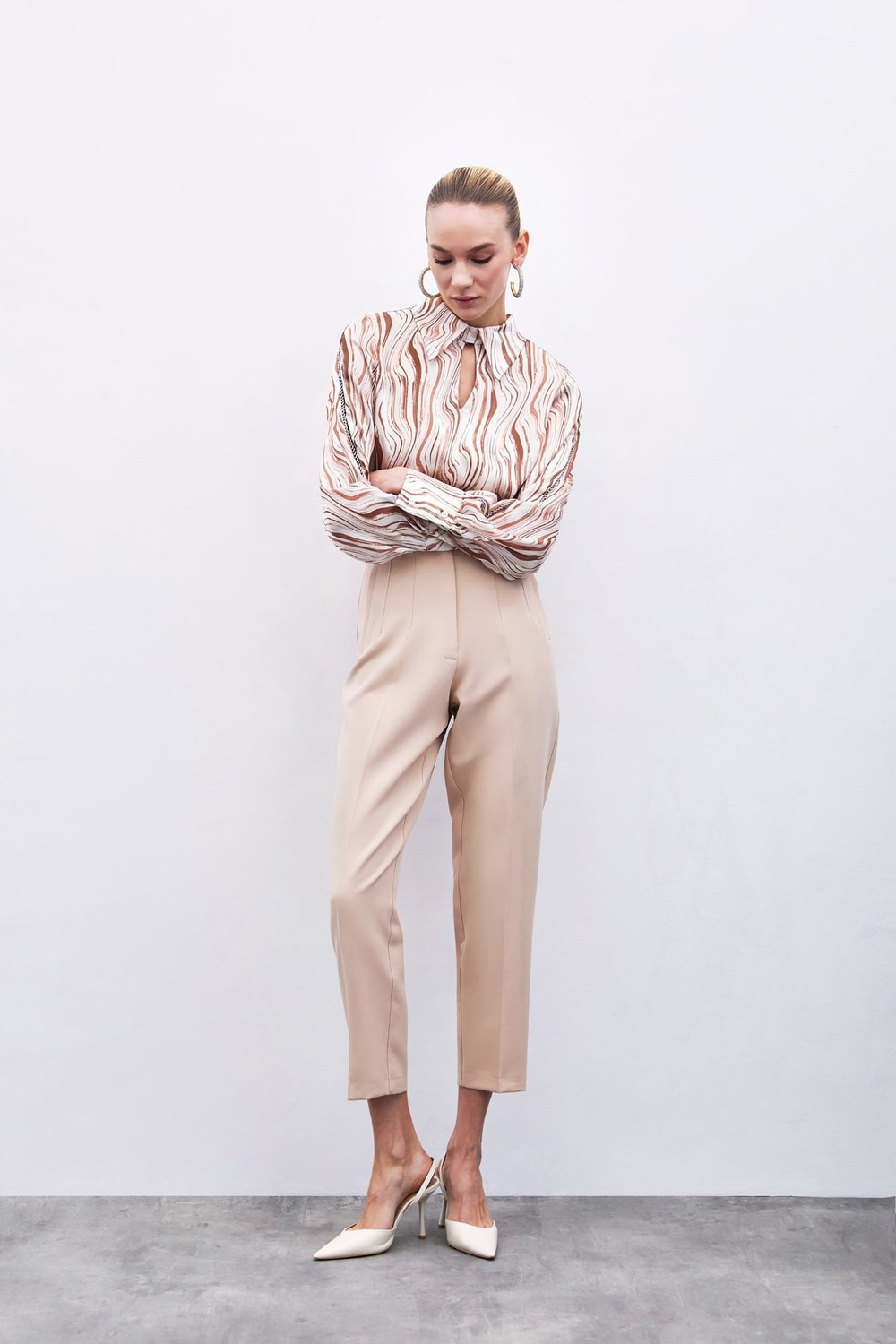 Balmior Luxe Bej Yüksek Bel Pantolon