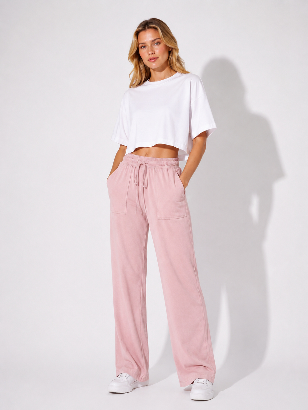 Balmior Pudra Pembe Gabardin Palazzo Pantolon