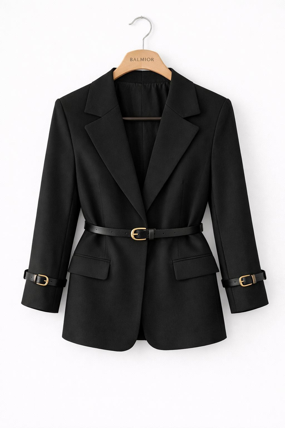 Balmior Siyah Kemer Detaylı Premium Blazer Ceket