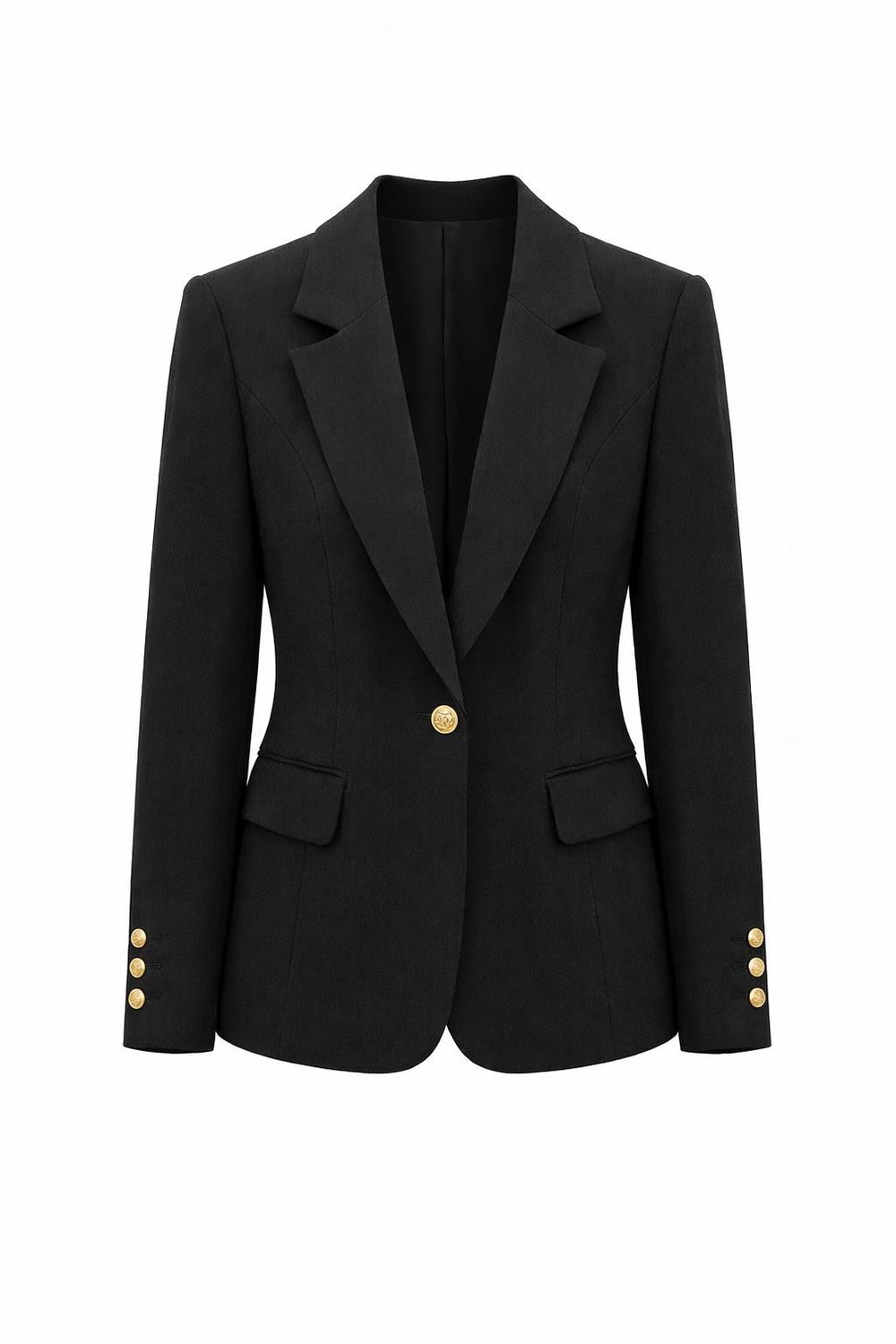 Gold Düğmeli Cotton Blazer Ceket – Siyah