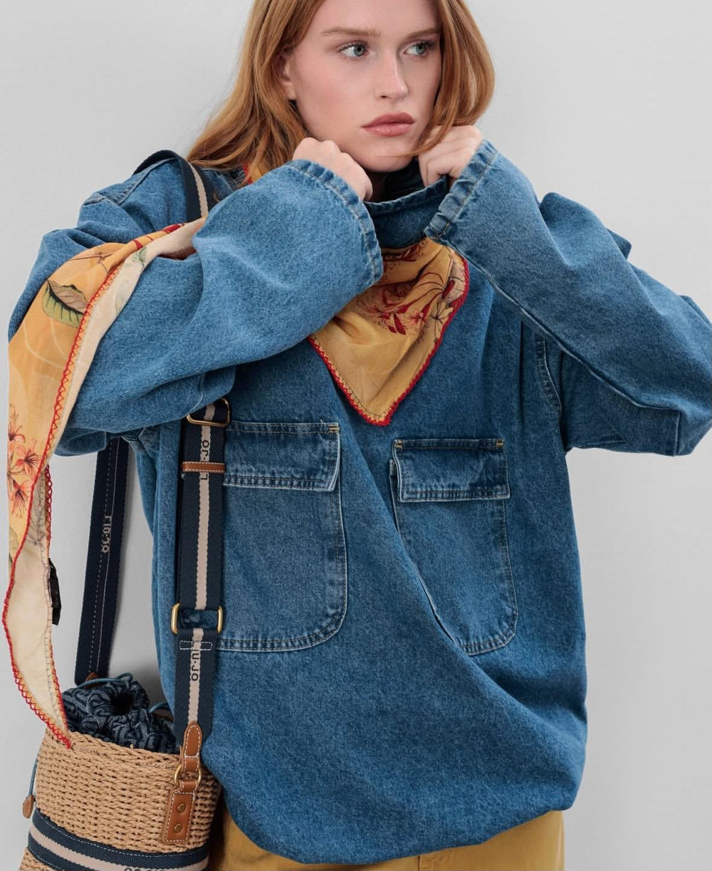 Oversize Cepli Denim Sweat – Mavi