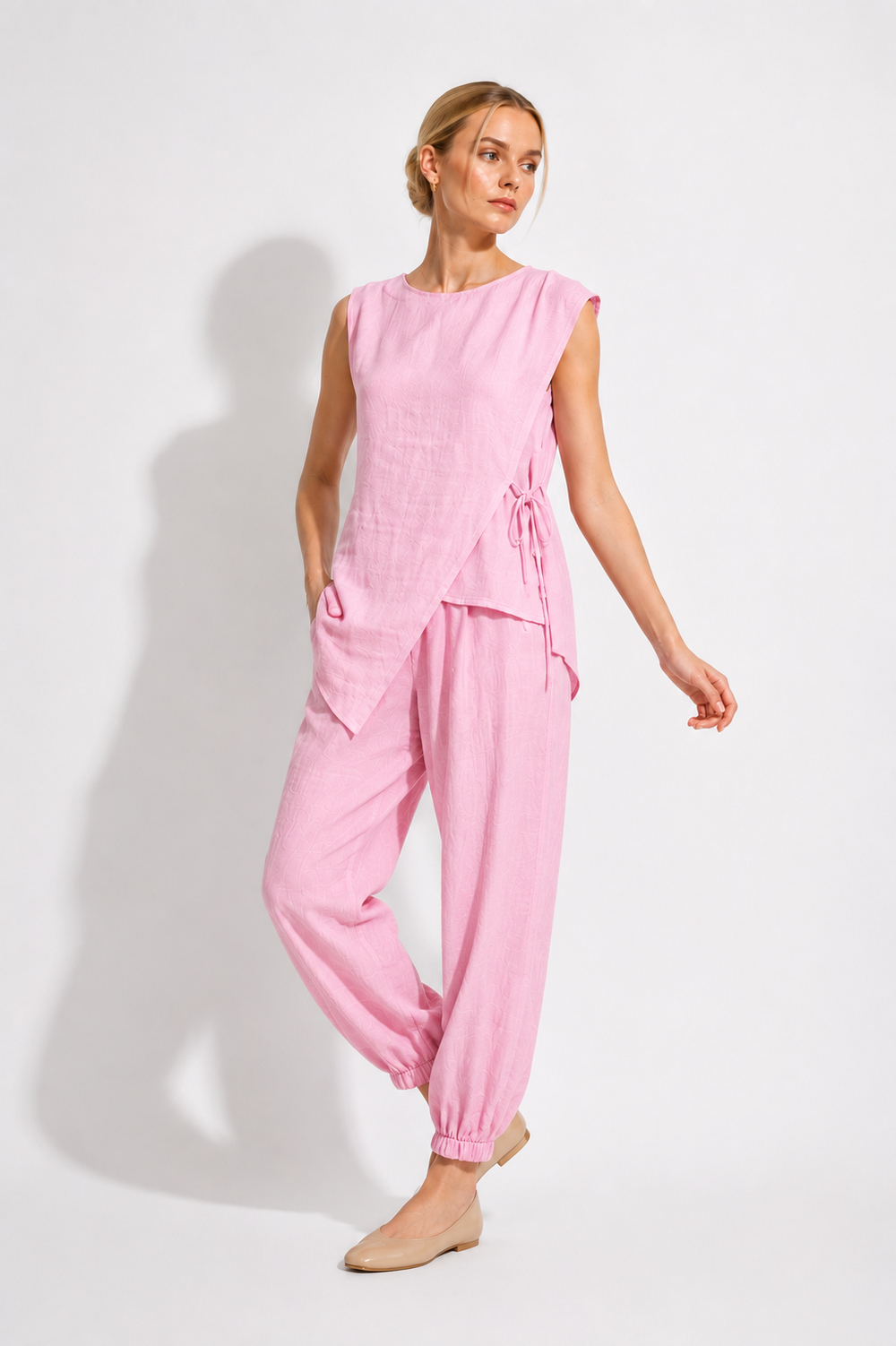 Pembe Premium Modal Kumaş Pantolonlu Takım