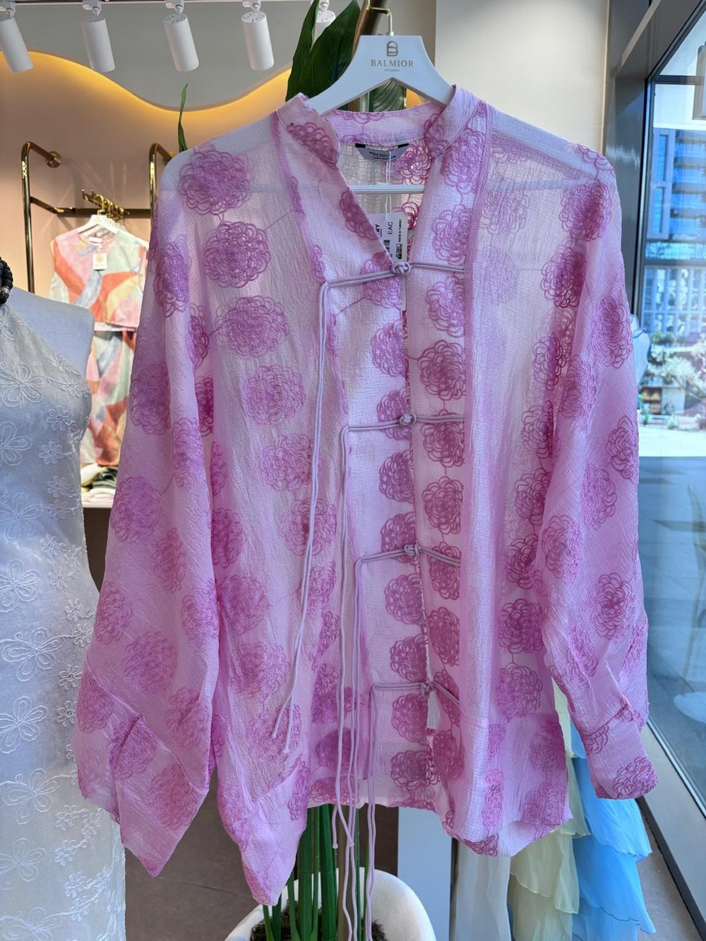 Premium İşlemeli Kimono Bluz – Pembe