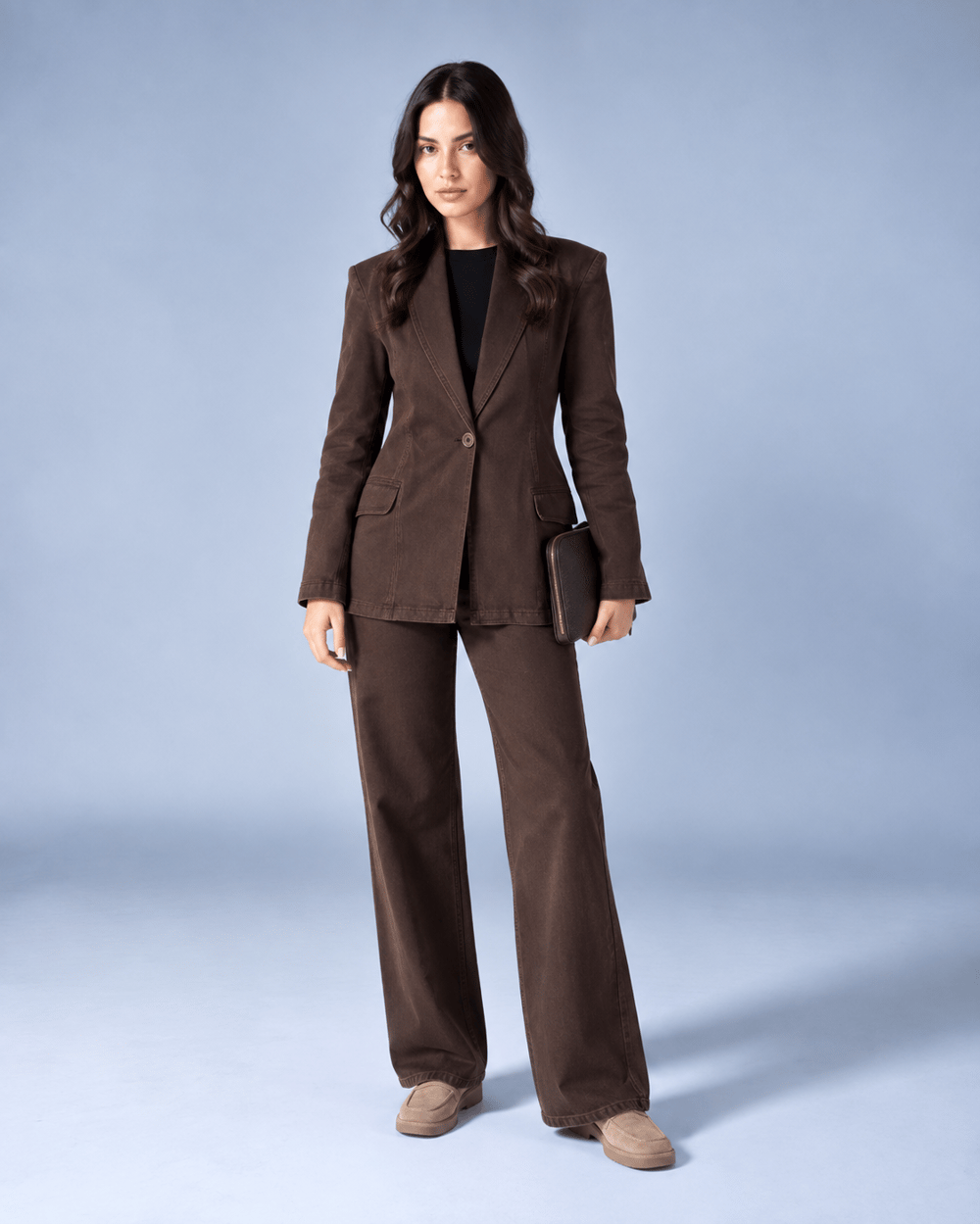 Premium Jean Ceket & Pantolon Takım – Kahve