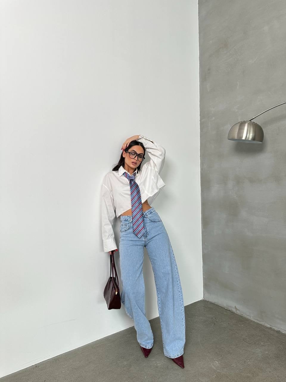 Yüksek Bel Wide Leg Açık Mavi Kadın Jean