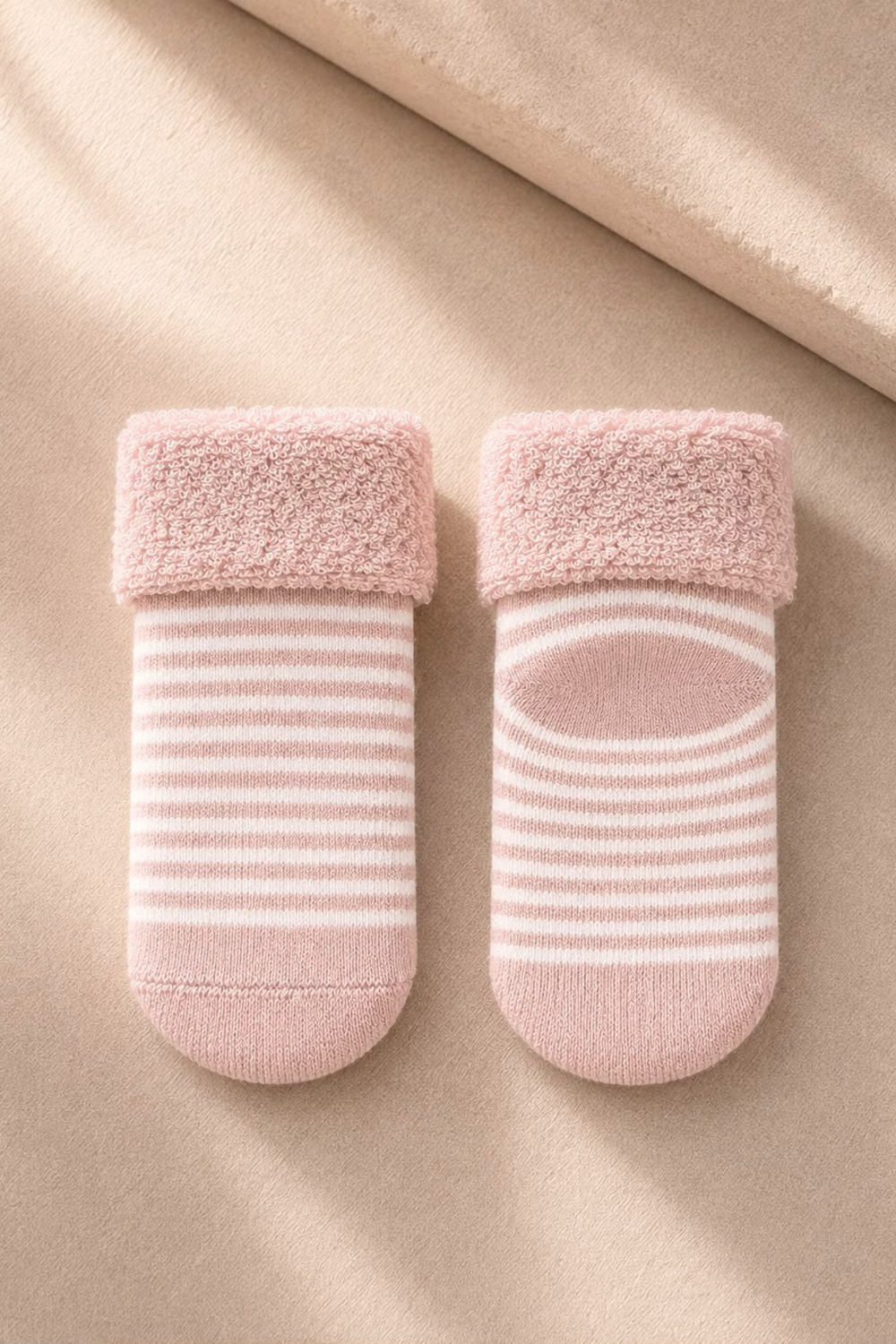 Çoçuk Çok Renkli Havlu Kıvrık Patik Çorap Desenli 3lü Paket - 6-12 Ay