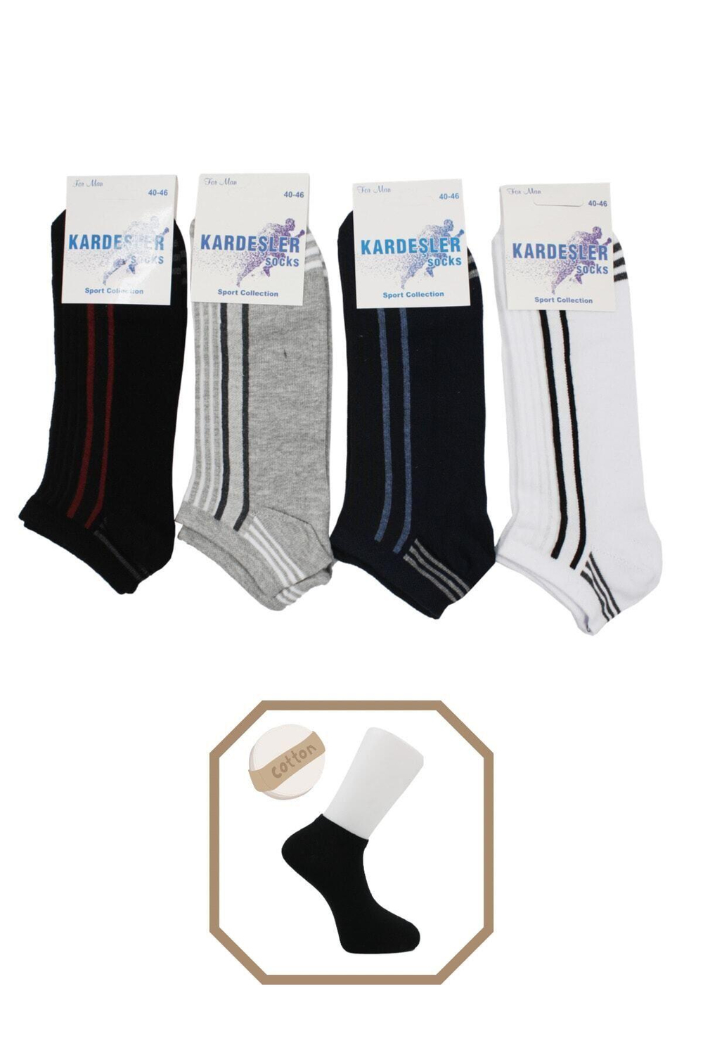 Erkek Pamuklu Patik Çorap 4lü Paket