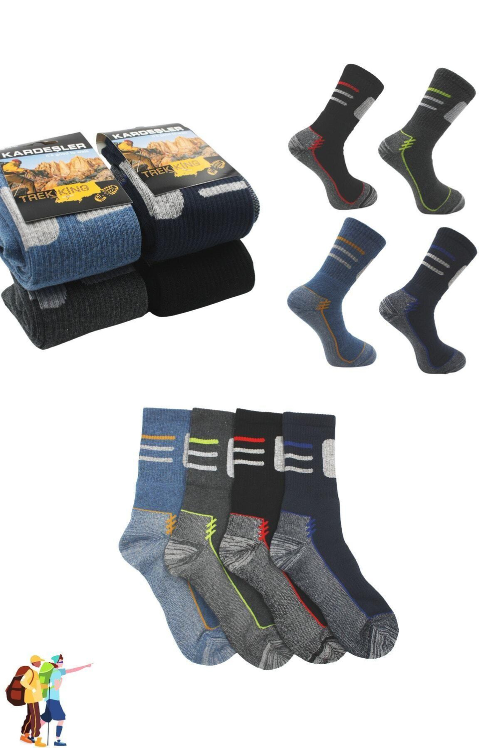 Erkek Trekking Yürüyüş Soket Çorap 4lü Paket