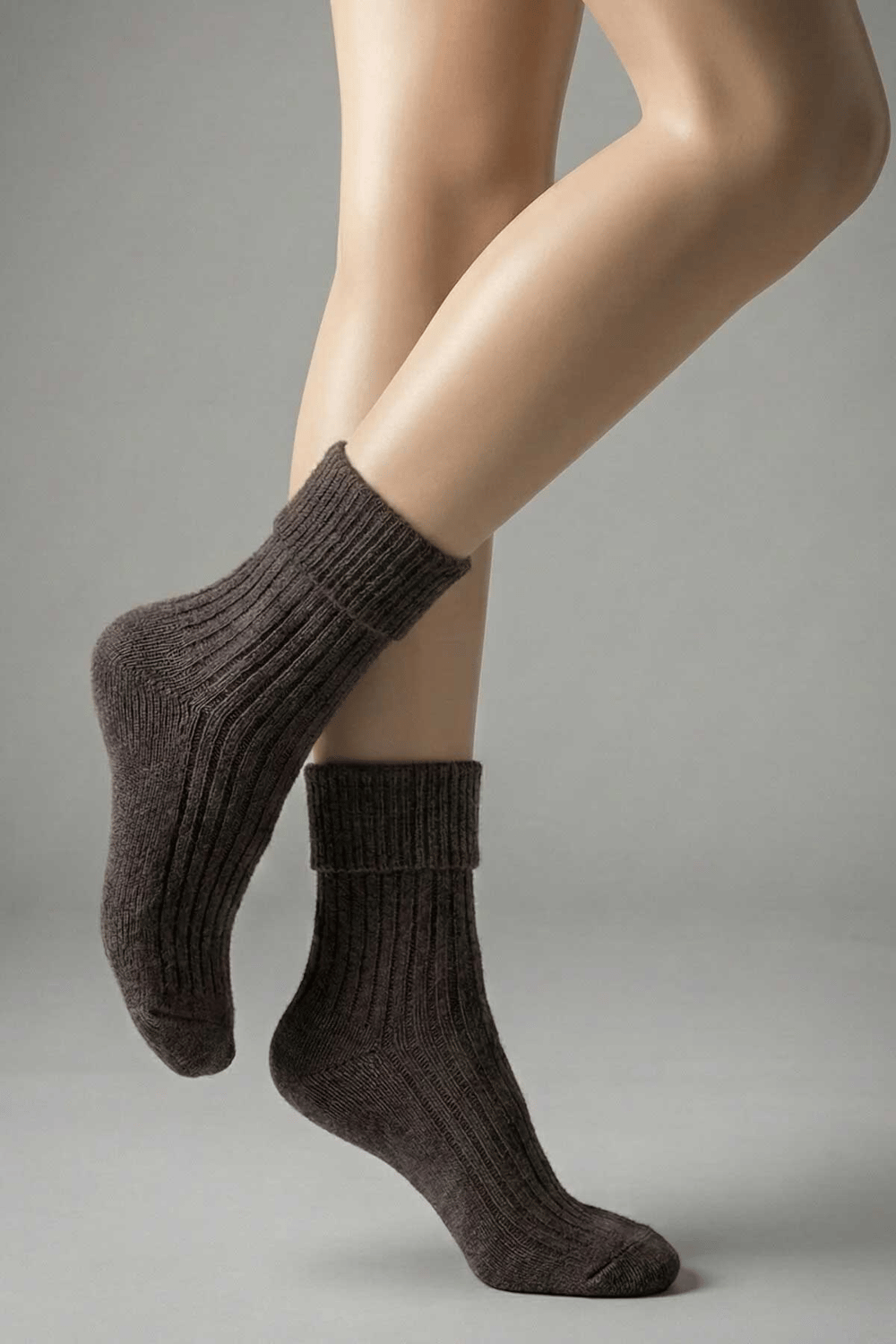 Kadın Kıvrık Lambswool Yün Yarım Konç Çorap 6lı Paket