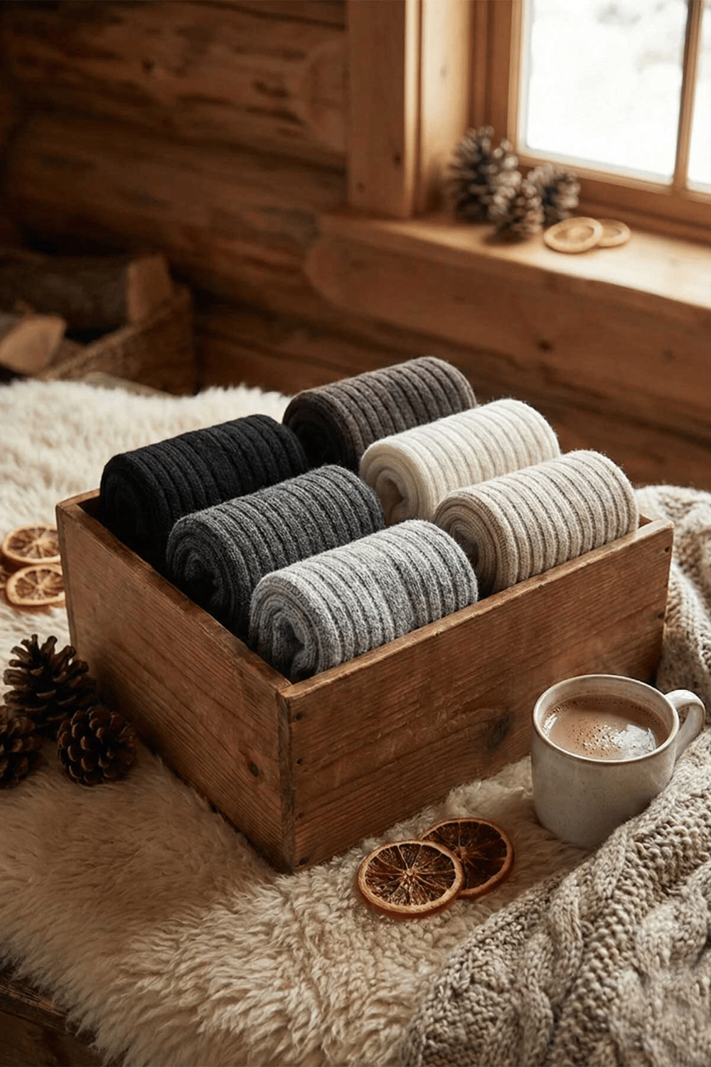 Kadın Kıvrık Lambswool Yün Yarım Konç Çorap 6lı Paket
