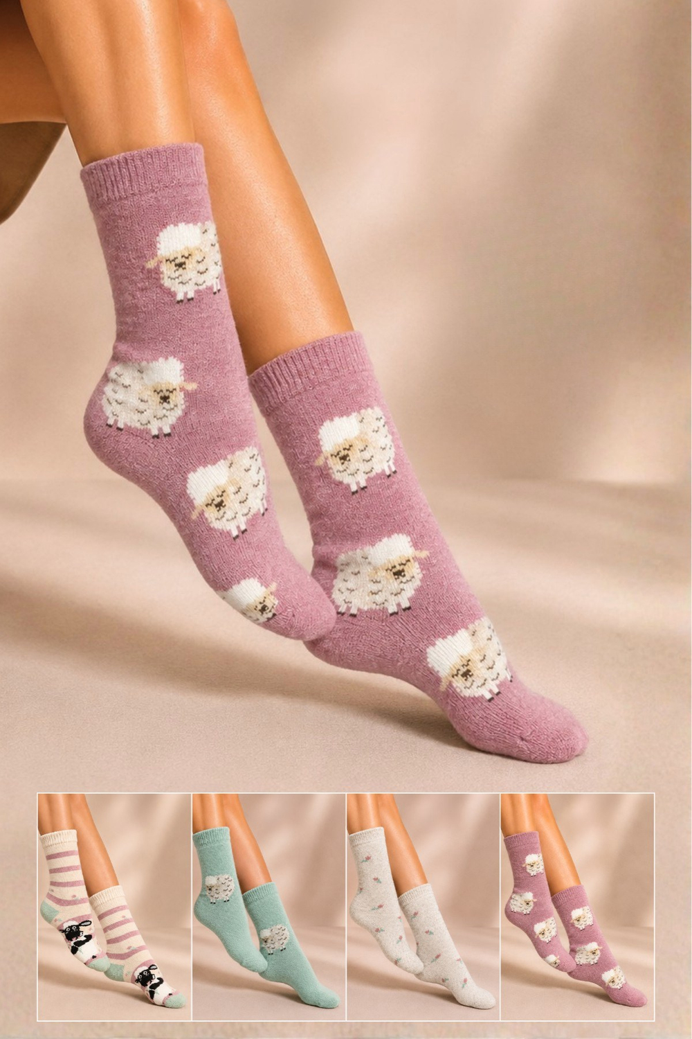 Kadın Lambswool Kışlık Soket Çorap 4lu Paket - 36 - 40