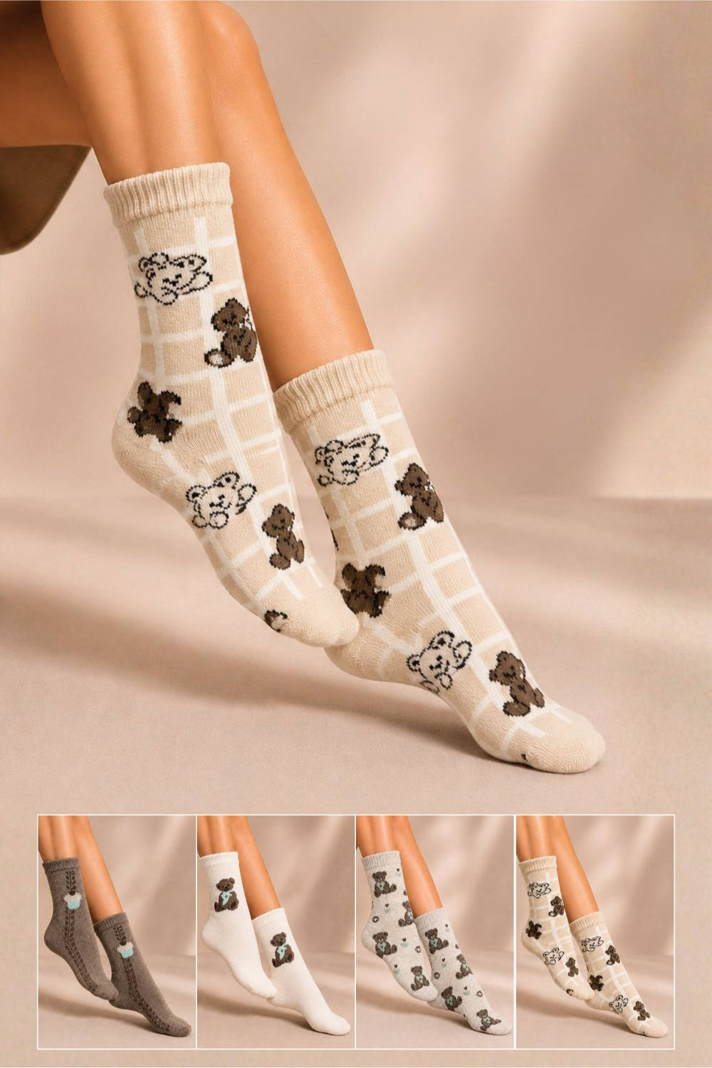 Kadın Lambswool Kışlık Soket Çorap 4lu Paket - 36 - 40