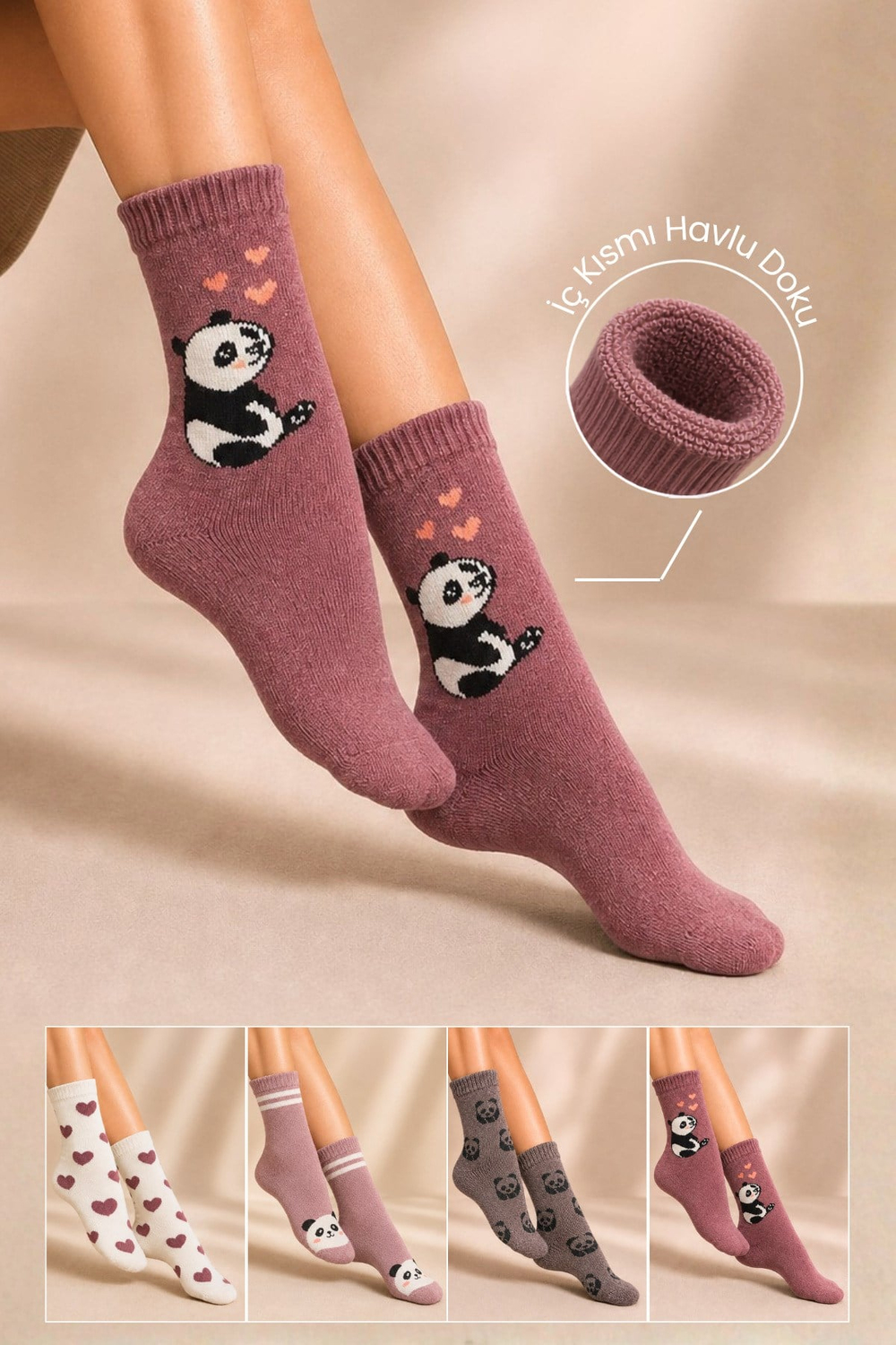 Kadın Lambswool Kışlık Soket Çorap 4lu Paket - 36 - 40