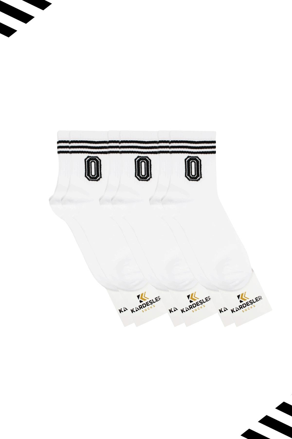 Unisex O Harfi Desenli Tenis Çorap (HARFLİ ÇORAP) 3'lü Paket