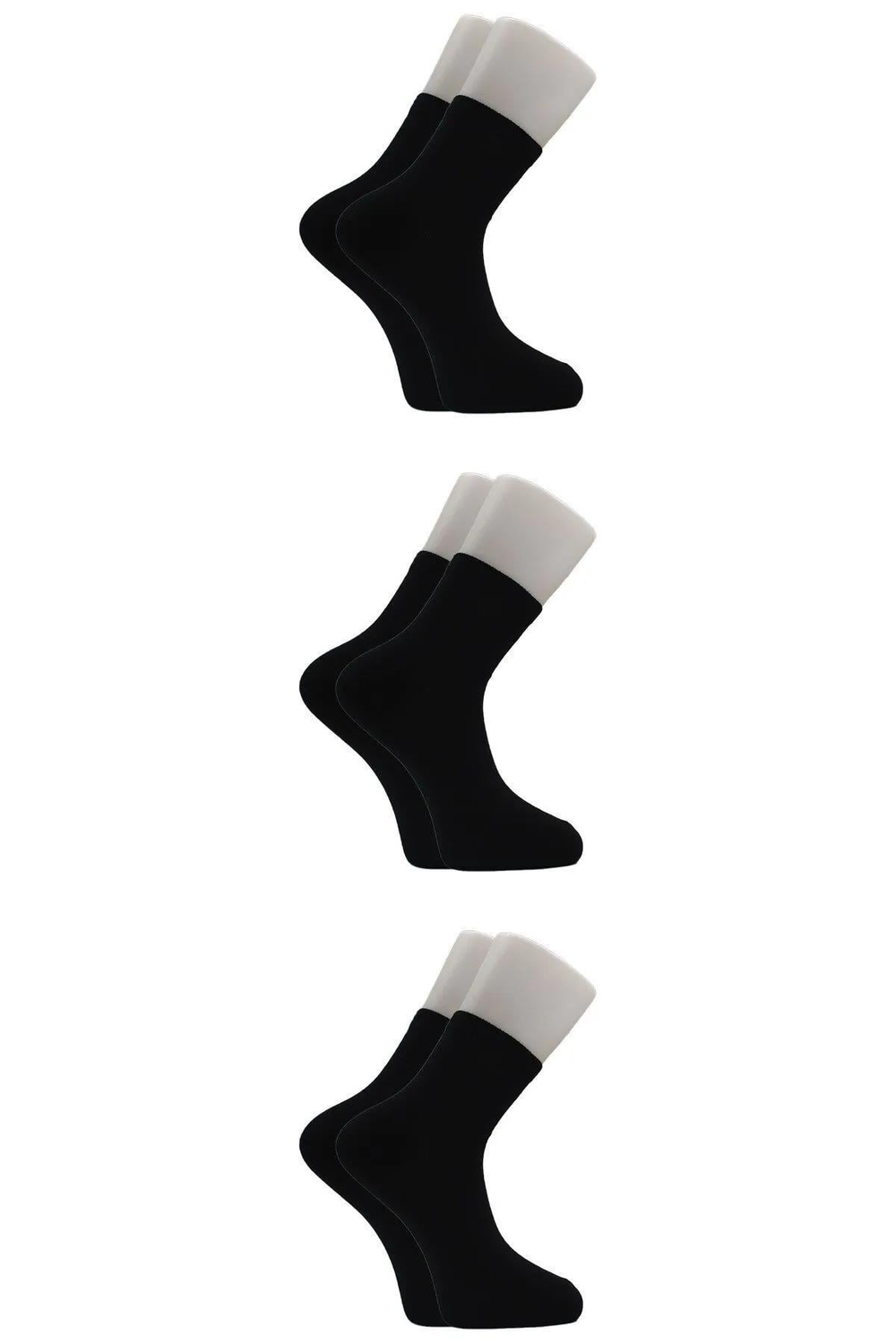 Unisex Siyah Yarım Konç Tenis Çorap Kolej 3'lü Paket