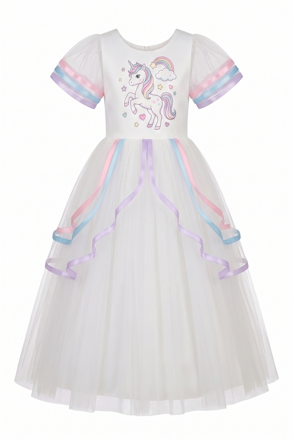 Rainbow Unicorn Tulle Elbise