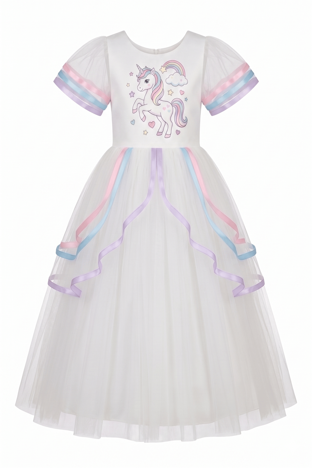 Rainbow Unicorn Tulle Elbise
