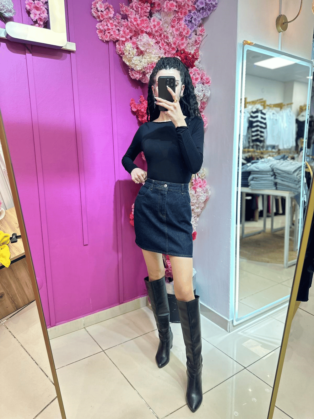 Lacivert Denim Etek